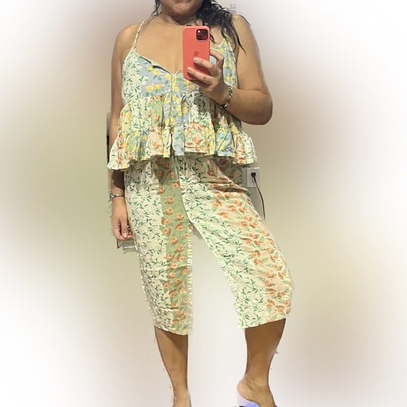 PATRONS OF PEACE Block Floral Print Midi Skirt Boho Cottage Country Core M - Picture 2 of 11